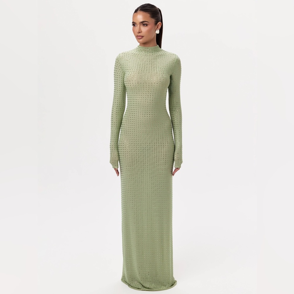 Naked Wardrobe Crystal Mock Neck Gown